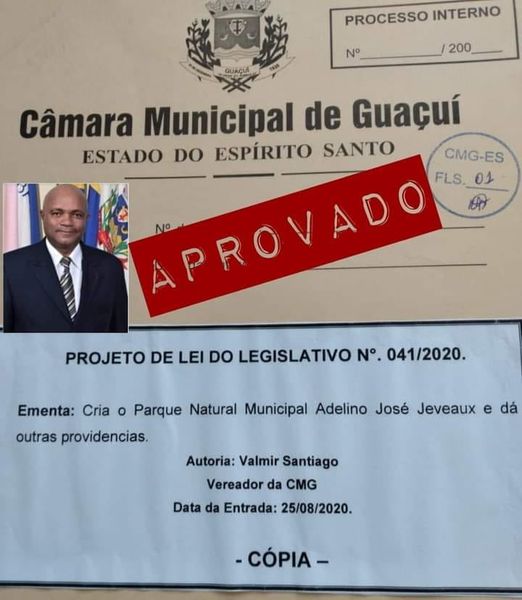 VALMIR SANTIAGO APRESENTA PROJETO DE LEI APROVADO QUE CRIA PARQUE MUNICIPAL EM GUAÇUÍ